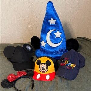 DisneyWorld Mickey Mouse Hats and ears Set - Blue, Black, Red Vacation ready